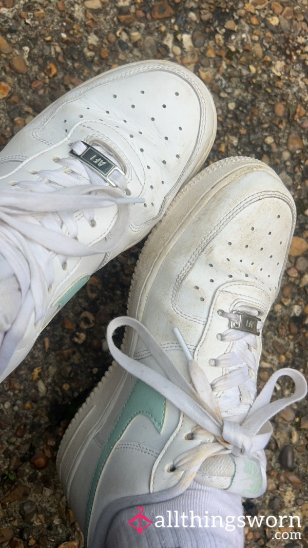 White And Green Air Force Ones