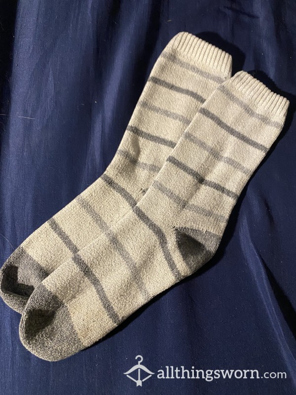 White And Grey Striped Socks 🧦 (SOLD)