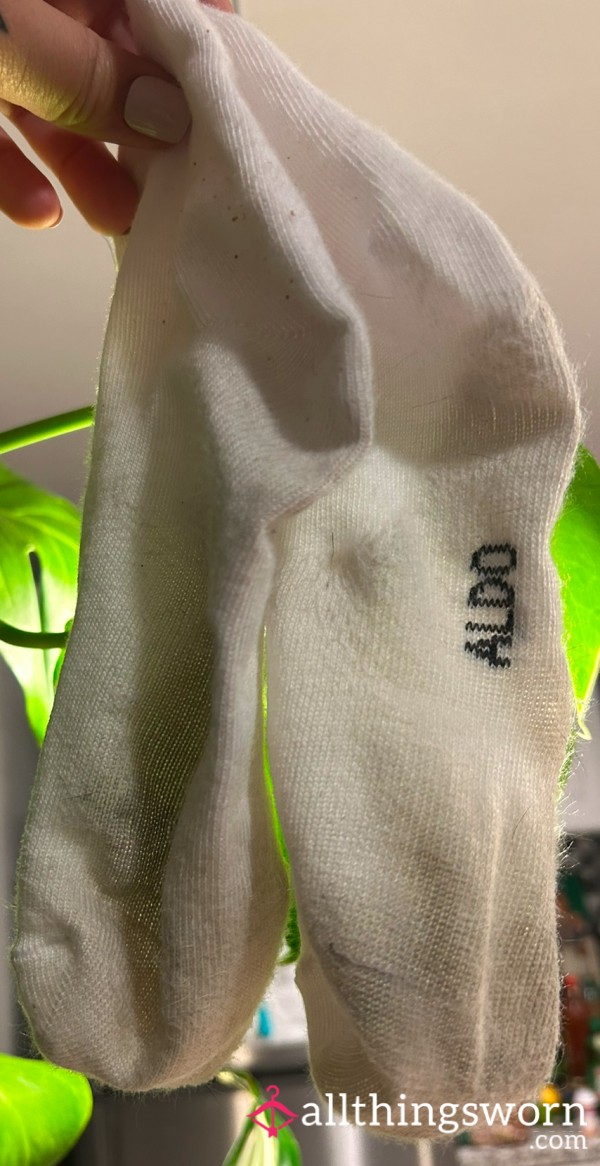 WHITE ANKLE CREW SOCKS - Thin & Stinky