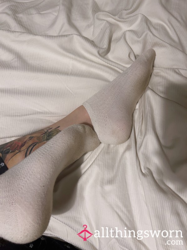 White Ankle Sock Worn