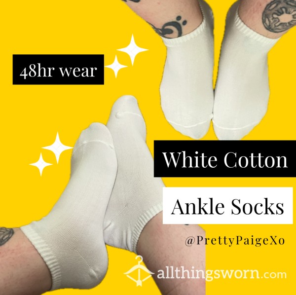 White Ankle Socks 🧡 Soft Cotton, Small 5.5 Feet 👣 48hr Wear