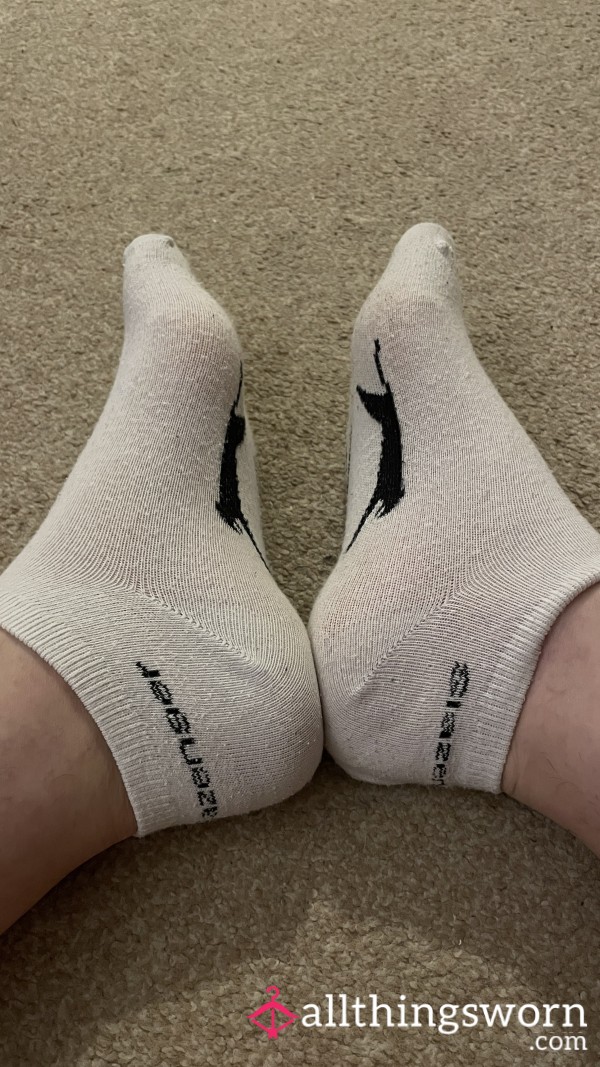 White Ankle Socks, Well Worn. 24h Wear