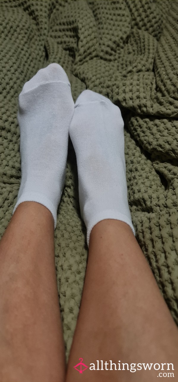 White Ankle Socks Worn 5 Days