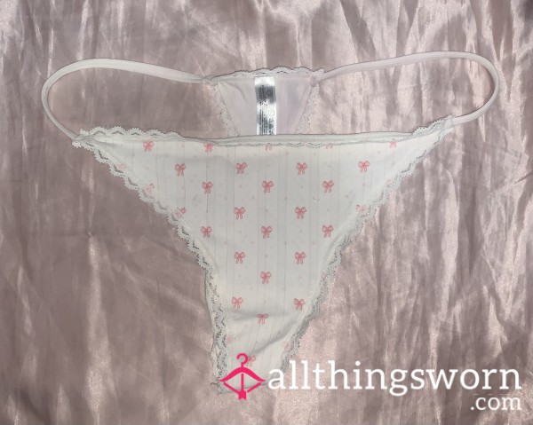 White Bow String Thong 🎀