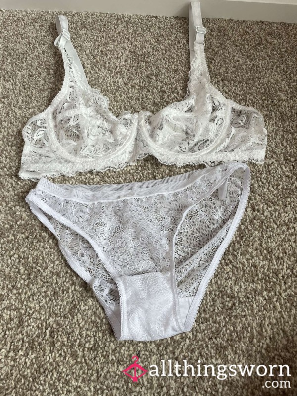 White Bra And Pants Set