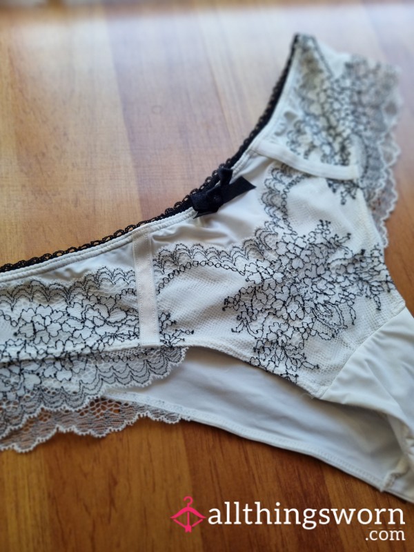 White Brazilian Briefs With Elegant Lace Detail