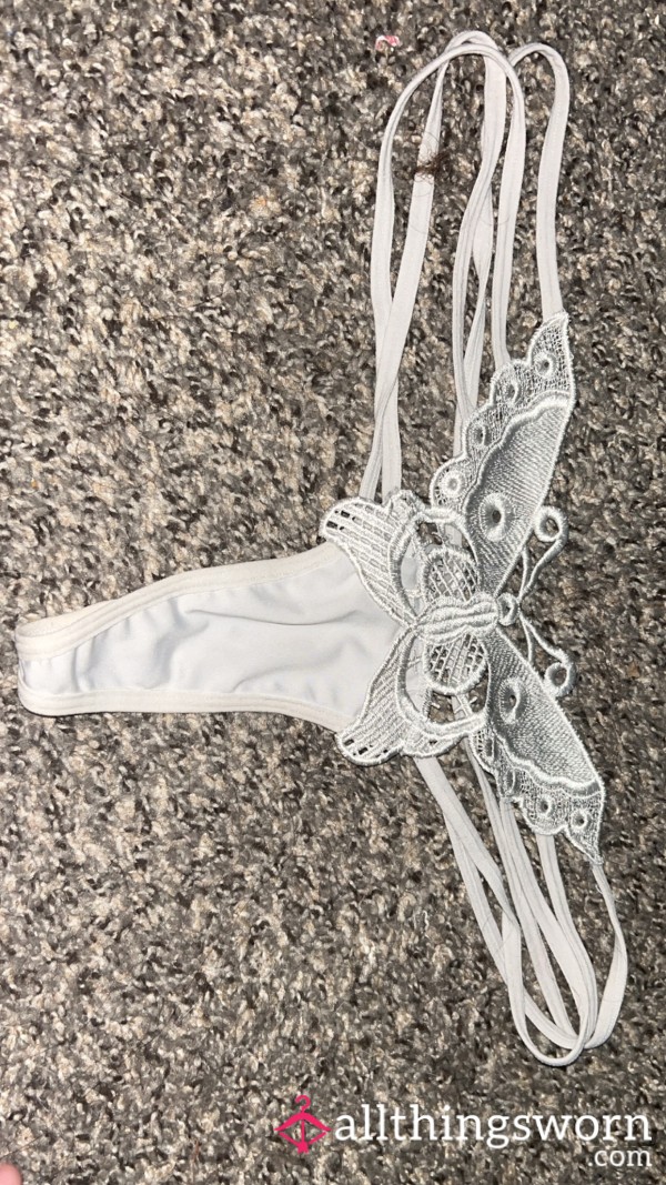 White Bu*terfly String Thong