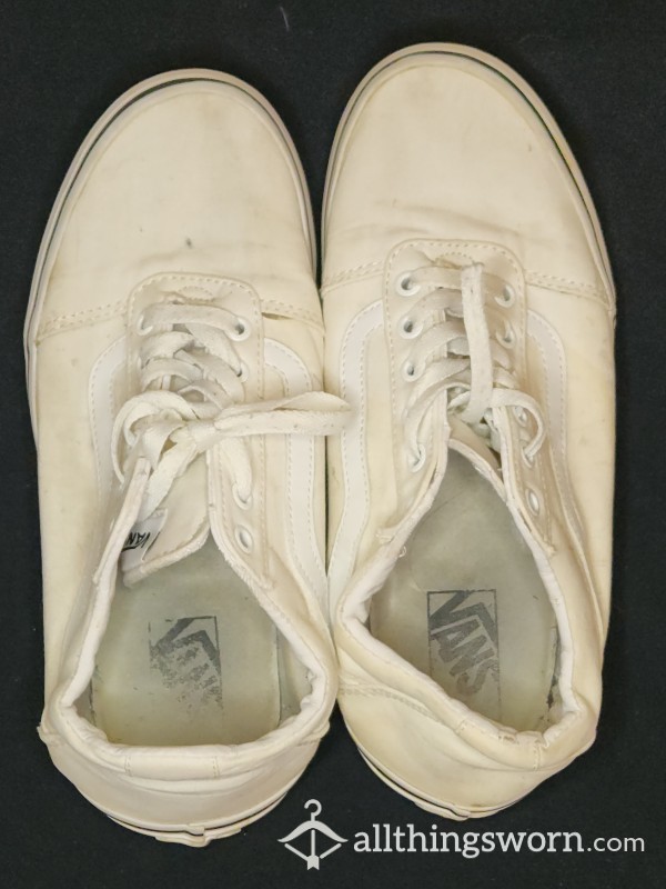 White Canvas Vans ☆ Well Worn ☆ Size 11