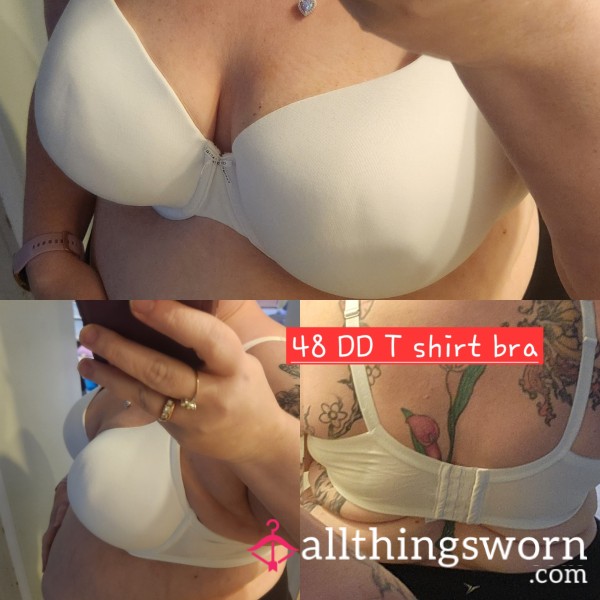 White Cotton 48DD T Shirt Bra From A S**y MILF 😍