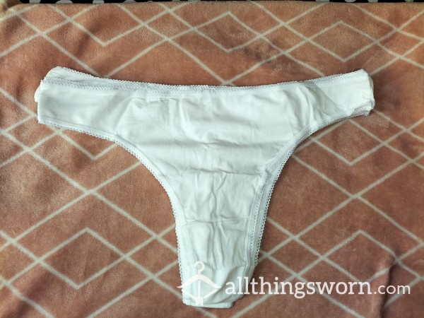 White Cotton Crack Riding Thong.