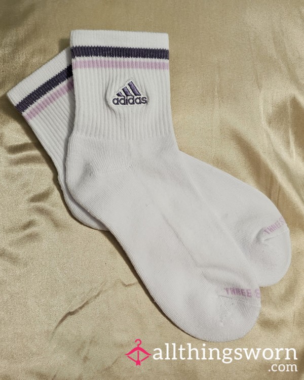 White Cotton Crew ADIDAS W/ Plum And Periwinkle