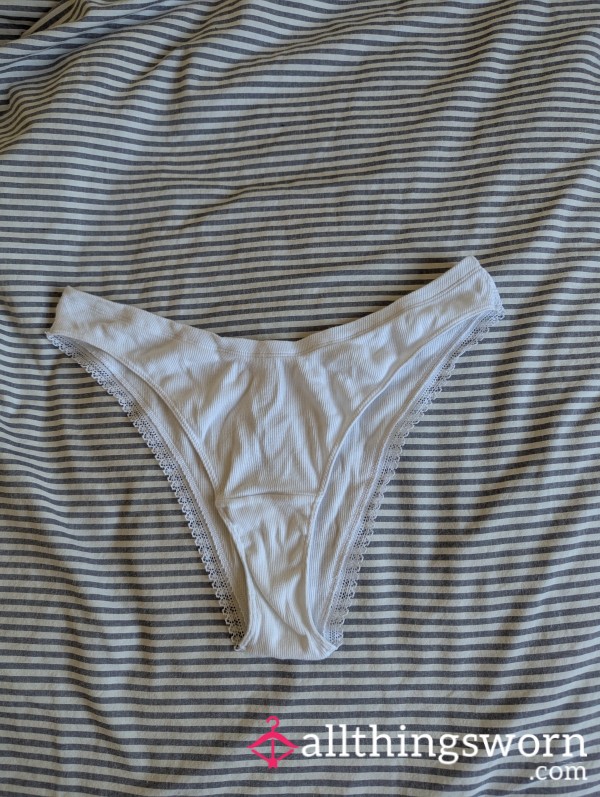 White Cotton High Leg Panties