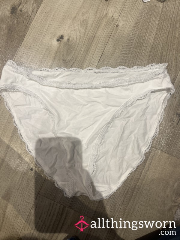 White Cotton Lace Trim Panties