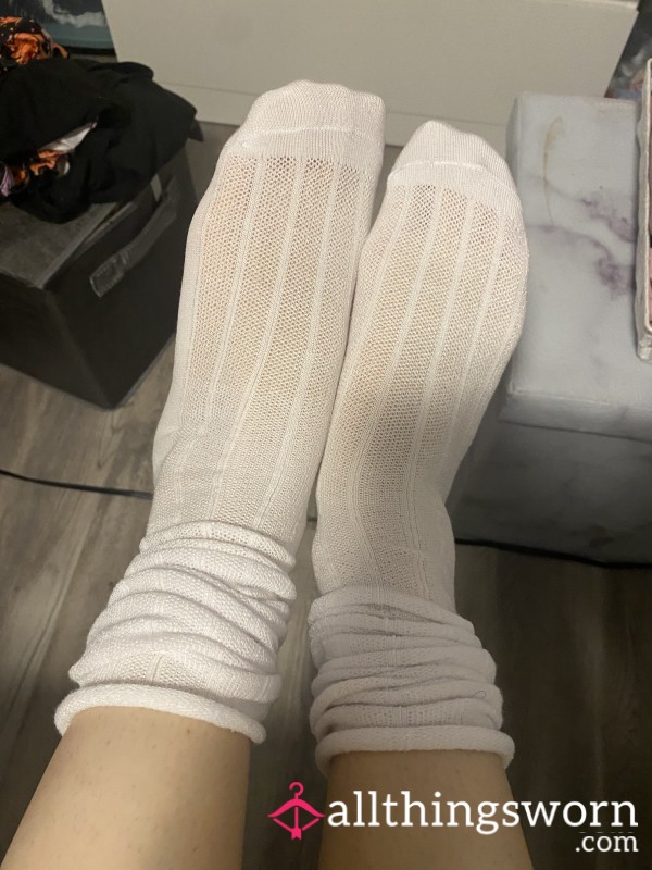 White Cotton Slouchy Socks