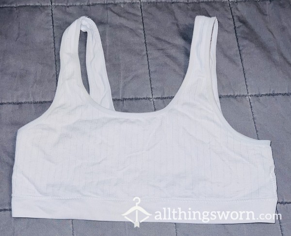 White Cotton Sports Bra