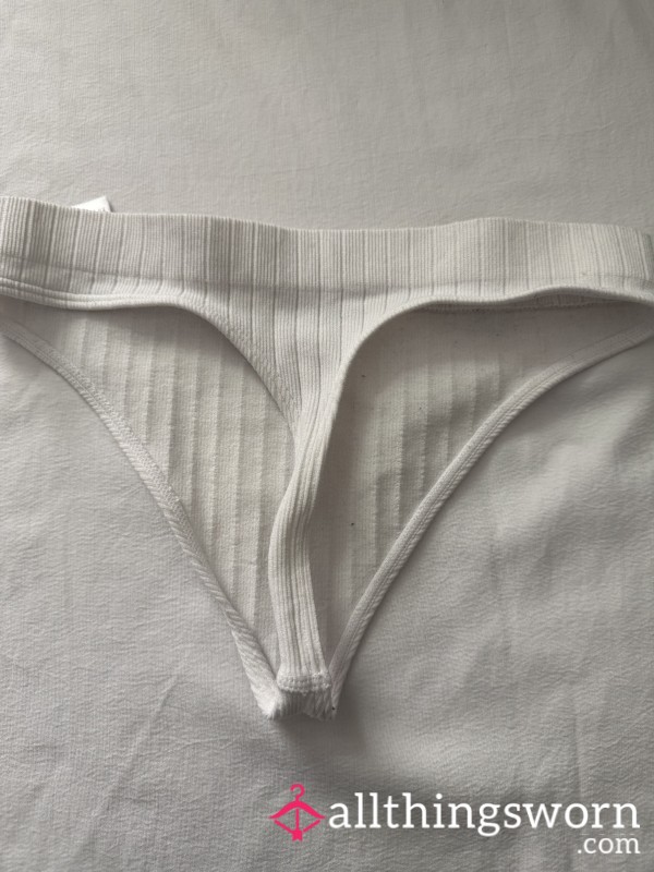 White Cotton Thong