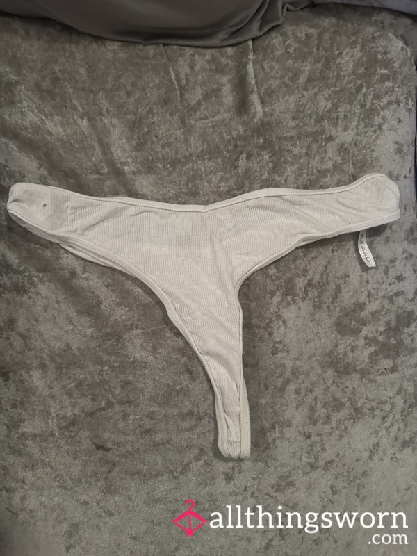 White Cotton Thong