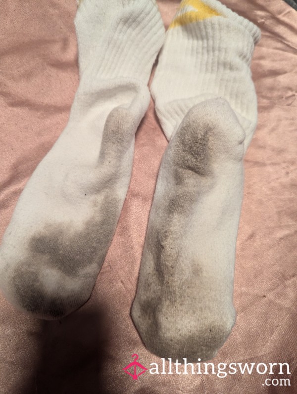 White Crew Socks Stained And Well Worn