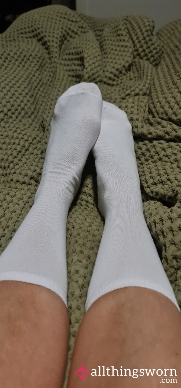 White Crew Socks Worn 5 Days