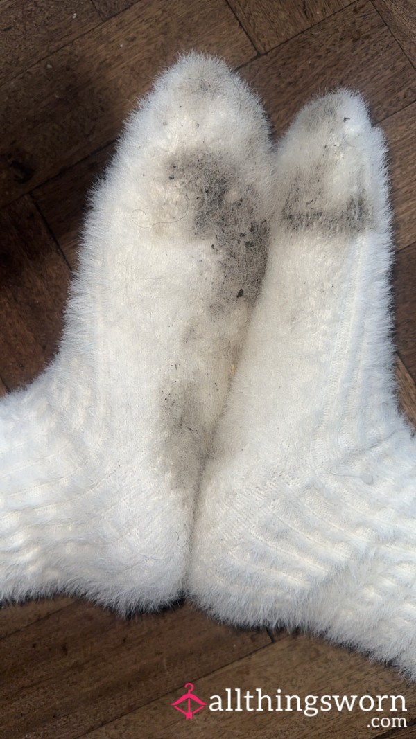 White Dirty Fluffy Socks