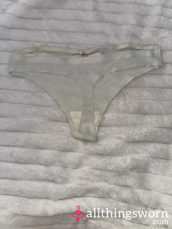 White Embellishment Thong