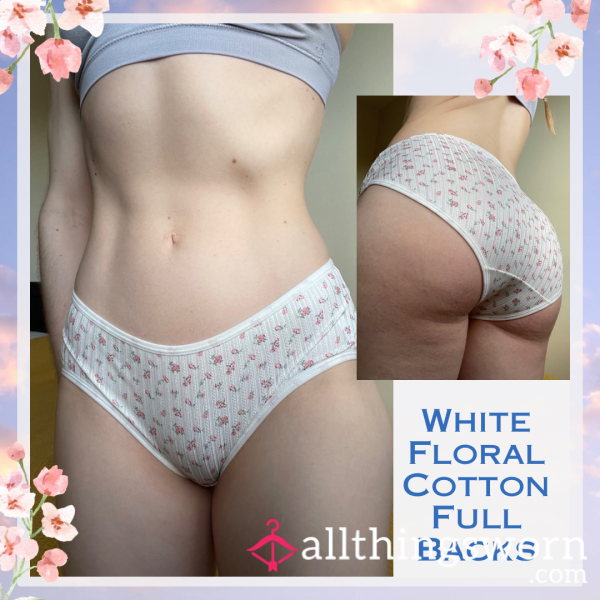 White Flor*l Cotton Fullbacks 💐 1 Day Wear - £20. Longer Wears And International Shipping Available 🌎