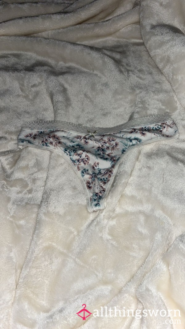 White Flor*l Thong