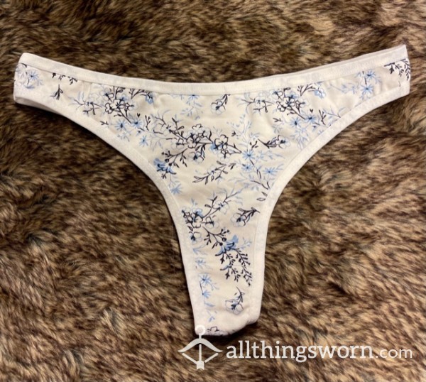 White Flowery Thong