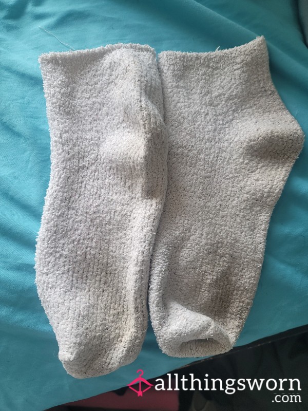 Well Worn White Fuzzy Socks...