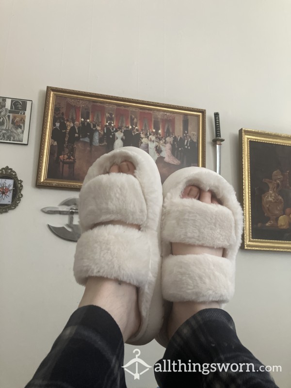 White Fluffy Stinkiest Slippers