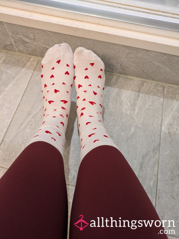 White Gap Socks With Red Hearts ❤️