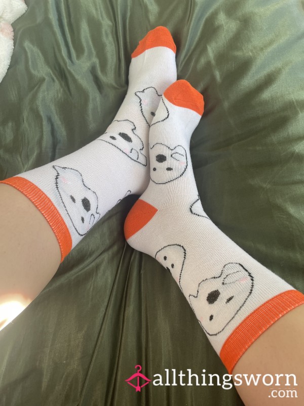 White Ghost Halloween Socks