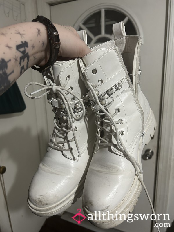 White Goth Work Boots