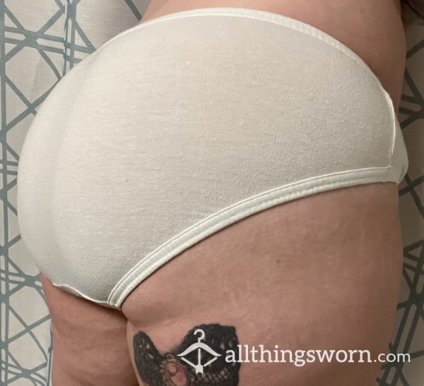 White Granny Panties With Pu**y Stains