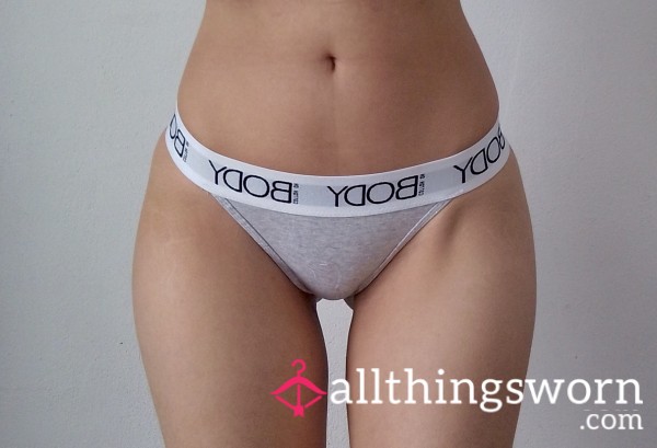 🤍🩶 White & Gray Cotton Thong 🩶🤍