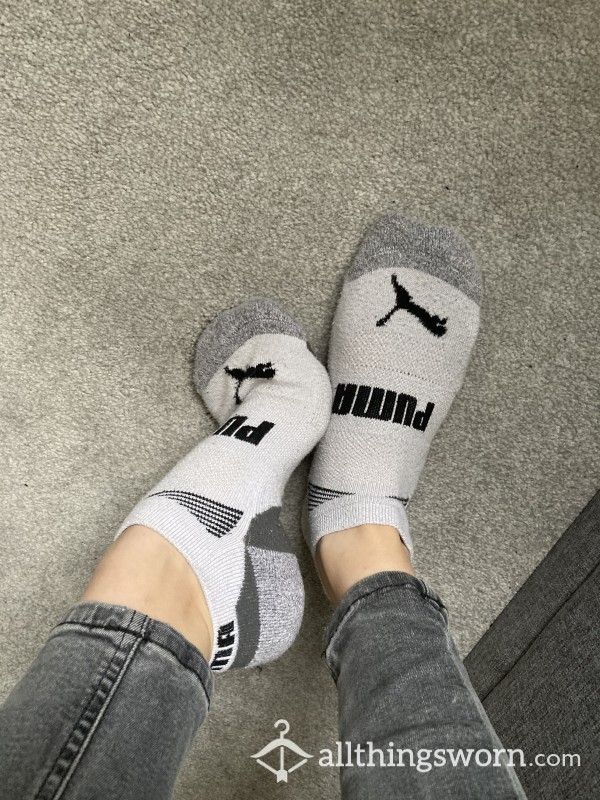 White & Grey Ankle Socks