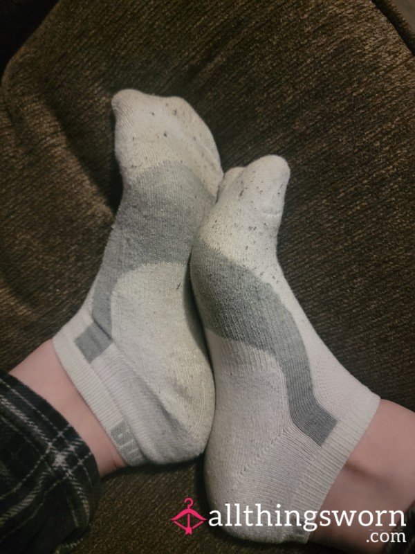 White & Grey Low-Cut Socks