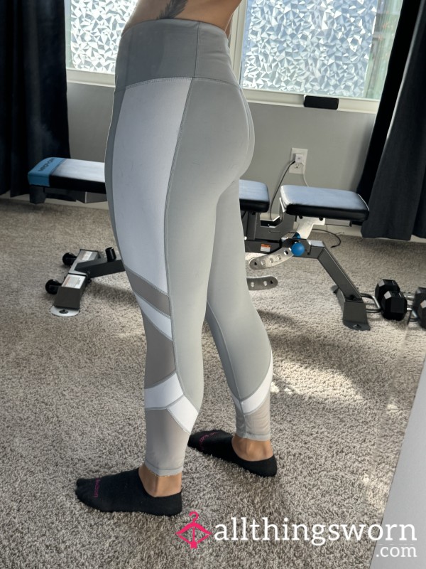 White & Grey Yoga Leggings