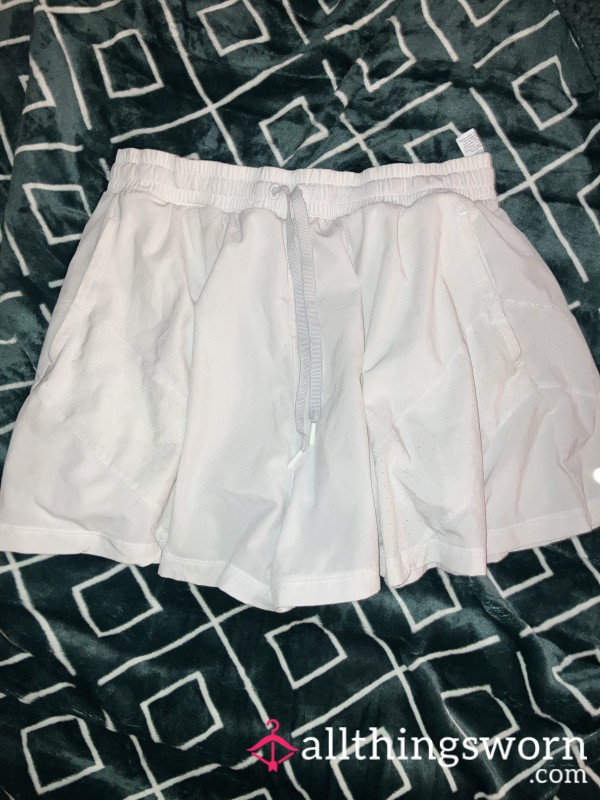 White Gym Skort With Built In Panties