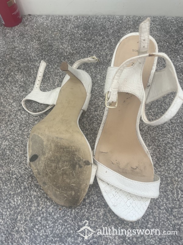 White Heels Well Worn Size 5