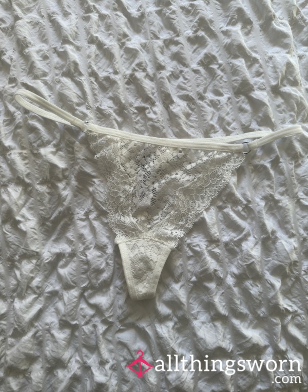 White Lace G String Thong