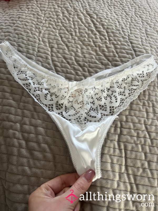 White Lace Silk Thong 🥵 🤍