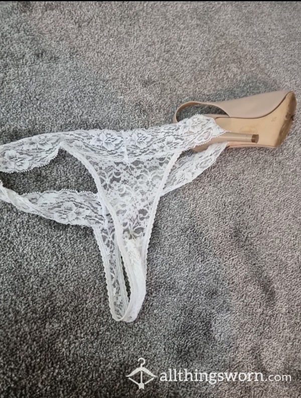 White Lace Thong