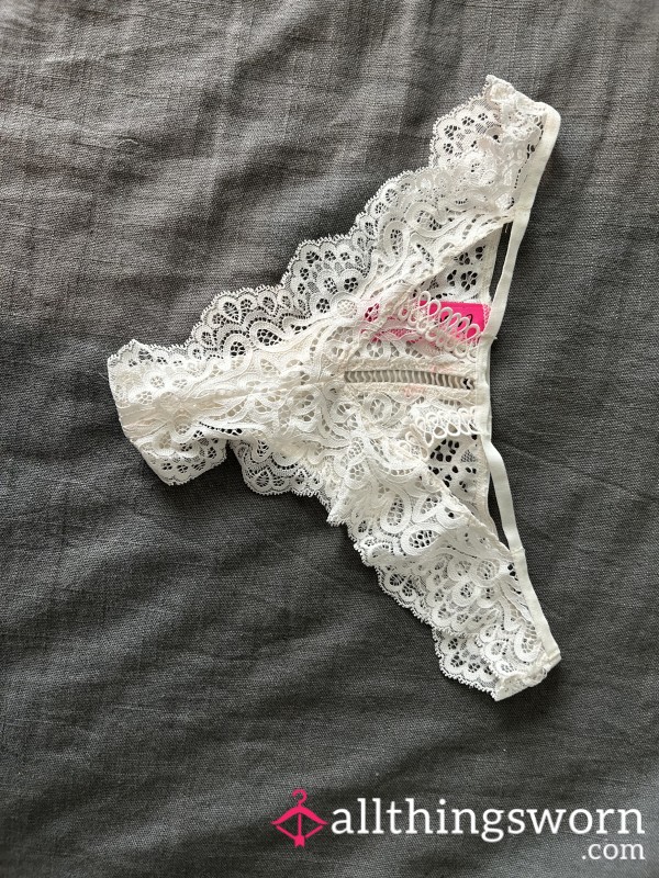 White Lace Thong