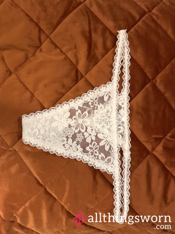 White Lace Thong