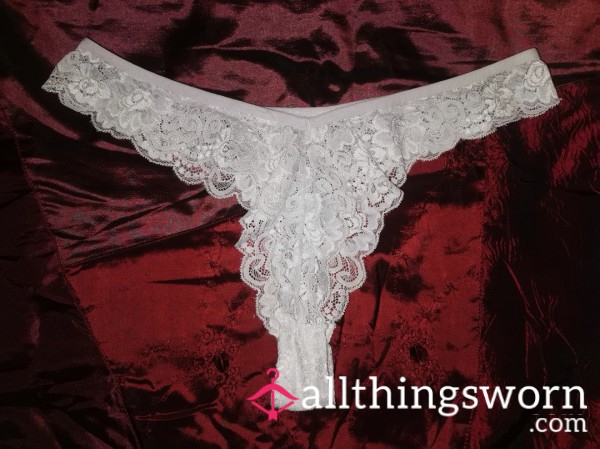 White Lace Thong (more Grey Toned Now As Its Old)