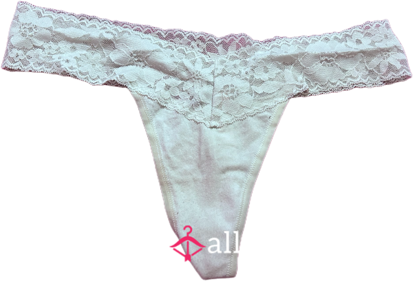 White Lace Trim Thong