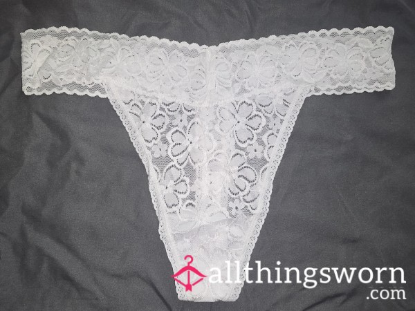 White Lacey Thong