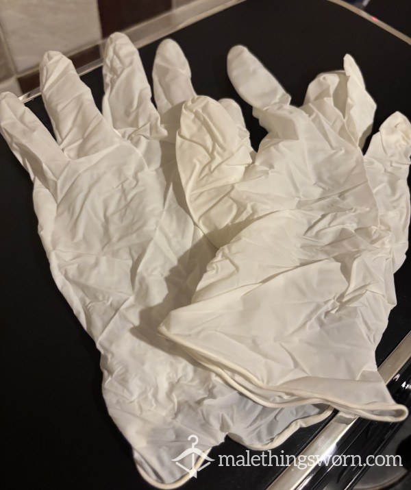 White Latex Gloves - Large