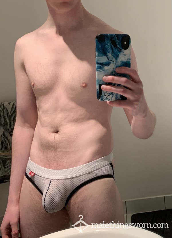 White Mesh Jockstrap Used By Couple